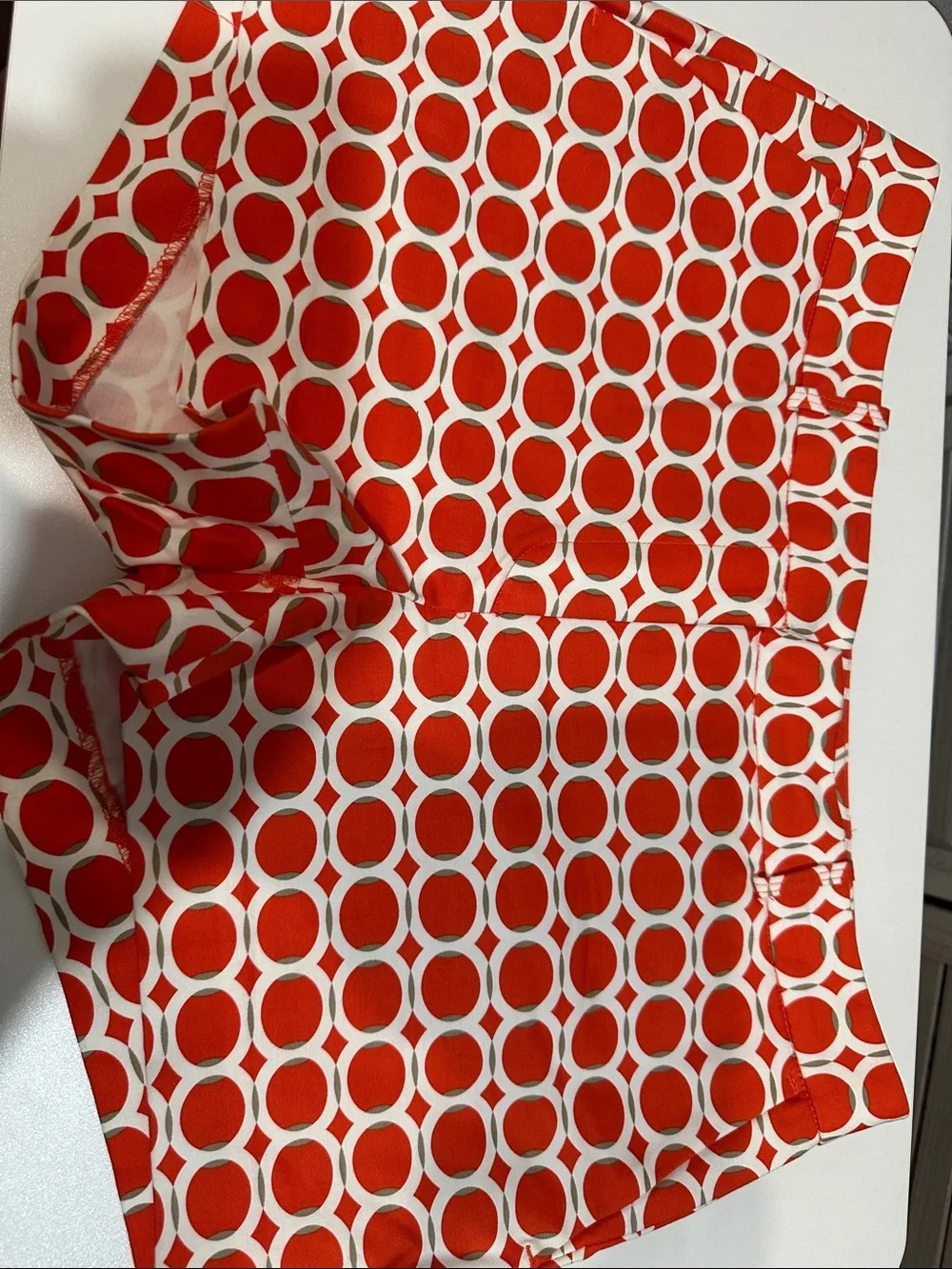 Michael Kors Red and White Circle-Print Skirt